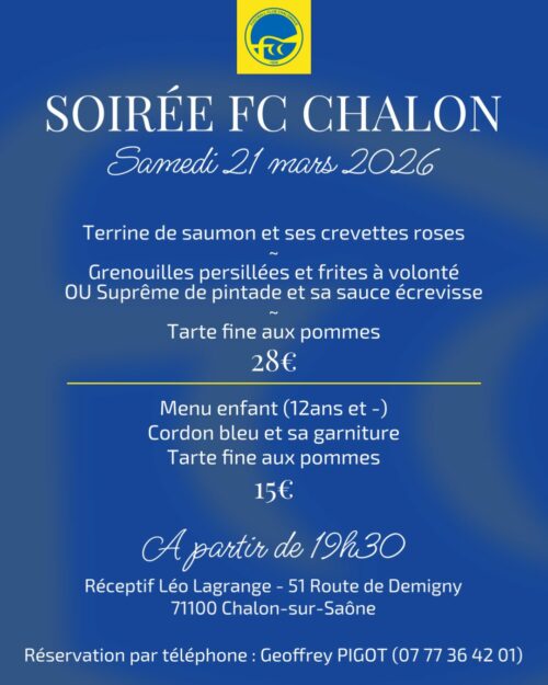 Soirée FC Chalon - Menu Adulte